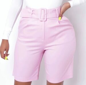 Pink- Juniors "Boyfriend" Hi-Waisted Shorts
